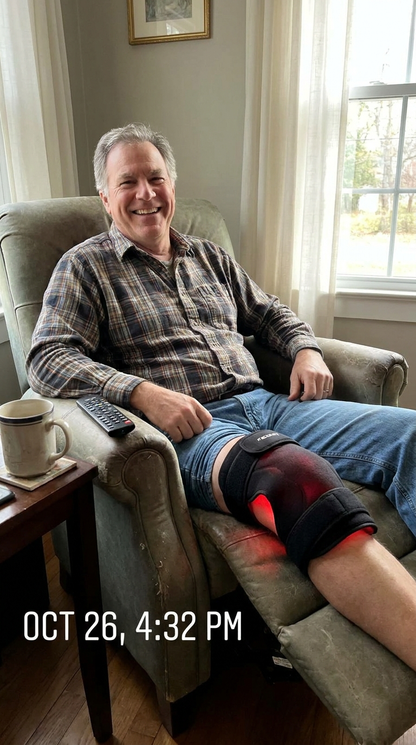 Tevreden gebruiker met KnieRevive kniemassager